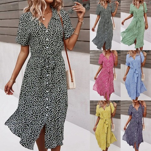 Women neck summer midi - women, dress