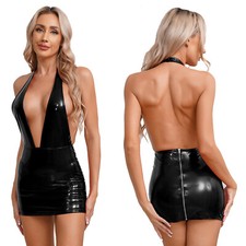 UK Women Wet Look PVC Leather