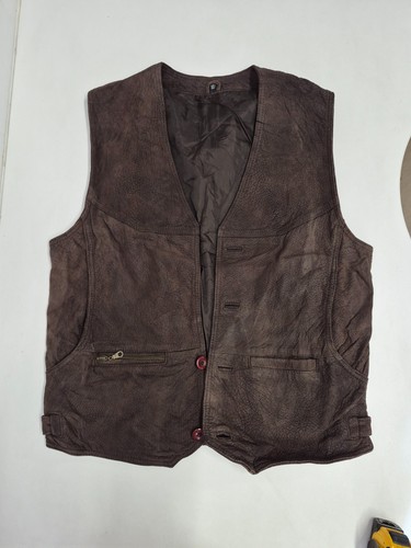 Vintage leather waistcoat - , 42"