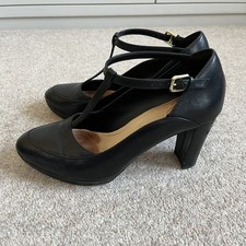Black Clarks T-bar block