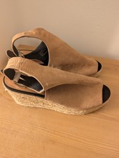 River Island Beige Espadrille Wedge Sandals Size 6