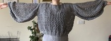 Hand knitted Lacy Knit Grey Cropped Jumper 