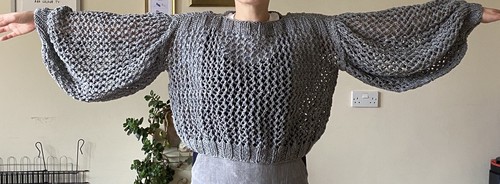 Hand knitted lacy knit grey - knit,