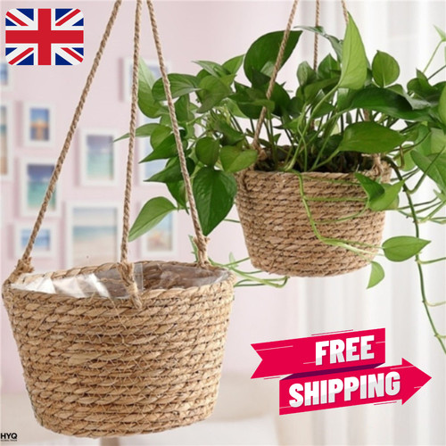 Hanging plant basket - plant, jute
