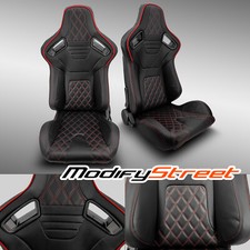 2 x BLACK PVC LEATHER/RED