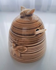 Beehive Ceramic Honey Pot &