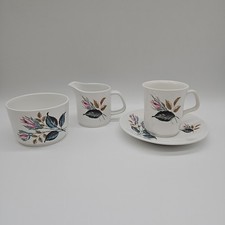 J&G Meakin Retro Night Club Coffee Tea Cup And Saucer Plus Creamer & Sugar Bowl