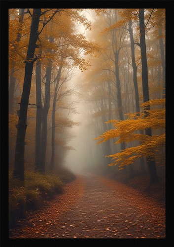 Soft forest path framed wall - forest,