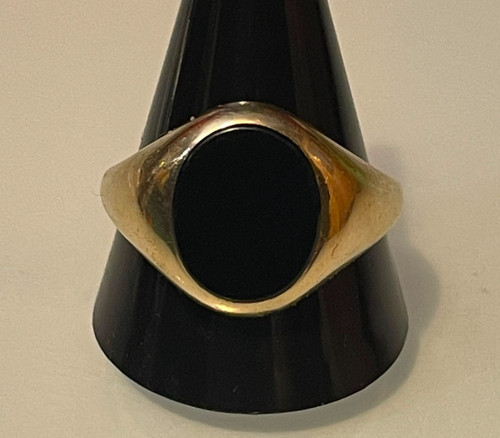9ct gents onyx signet ring - gents,