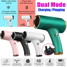 USB Cordless Hair Dryer Versatile Portable Rechargeable Hairdressing + UK Plug