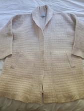 JIGSAW IVORY OPEN FRONT BOILED WOOL LONG CARDIGAN – SIZE M