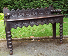 OAK CARVED 19th CENTURY WINDOW SEAT BENCH GOTHIC GREEN MAN STYLE
