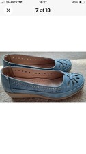 Cotton Traders - Blue Low Wedge Shoes - Size 4 (37) Faux Leather Worn Once 