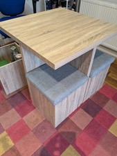 Wooden Style Compact Dining Table And Four Stools