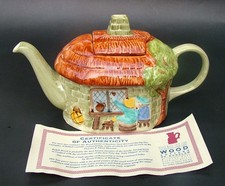 Wood & Sons Burslem Hand Painted Fishermans Cottage Ware Teapot With Certificate