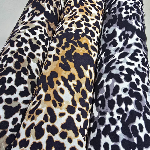 Viscose challis fabric - challis, leopard
