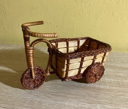 Vintage woven wicker plant - woven,