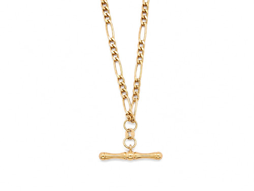 9ct gold bar necklace - t-bar,