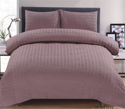 Dusky pink seersucker duvet - pink,