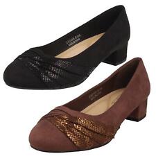 Ladies Spot On Block Heel Wide Fit Formal Satin Bow Court Shoes  F9R0153