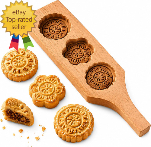 Carved wood cookie molds - carved,