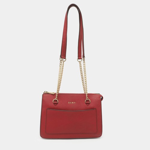 Dkny red leather chain - leather,
