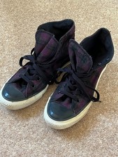Black Purple Tartan Hi-Top Converse UK Size 5