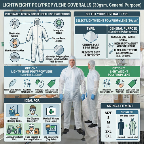 White disposable coveralls - white,