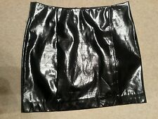 TOPSHOP Black GLOSSY Faux LEATHER 14" Mini SKIRT S uk8us4eu34 Waist w27ins w69cm