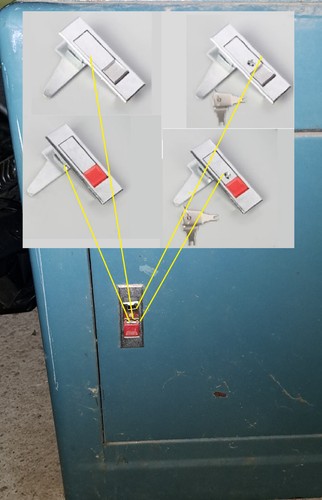 Door latch for jet bandsaw - for,