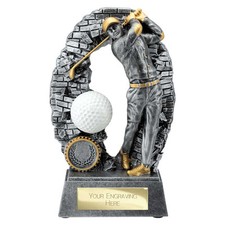 Golf Trophies Silver Blast Out Male Figure Golfing Award 2 Sizes FREE Engraving