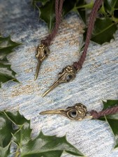 Antique Bronze Metal Bird Skulls. Set Of 3. Hanging Raven Skull Tree Decoration.