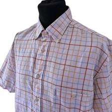 Paul & Shark Shirt XL Oversized Vintage Check Short Sleeve Cotton Multi Colour 
