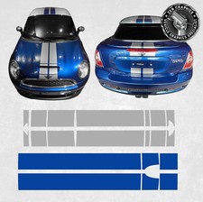 over the top Stripes for Mini R58 Cooper S Stickers White Body Lightning Blue