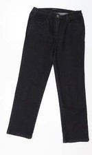 Womens Black Cotton Blend Straight Jeans Size 10 W30 L37in Regular Button