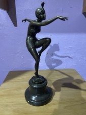ART DECO BRONZE  FIGURINE SCULPTURE STATUE FEMALE 1920 FLAPPER DANCER