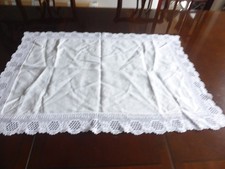 Smallwhite vitage linen and lace tablecloth  - 32 x 22 inches
