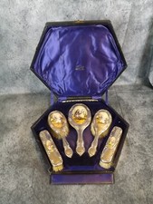 STUNNING sterling silver enamel DRESSING TABLE SET , 1904,