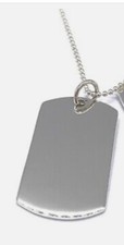 925 Sterling Stainless steel Solid Army Dog Tag on Ball Chain