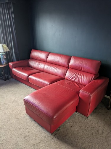 Large italian leather chaise - italian,