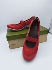 Hotter Tranquil Slip On Shoes Canvas & Leather Mary Jane Uk Size 5.5 STD Red 