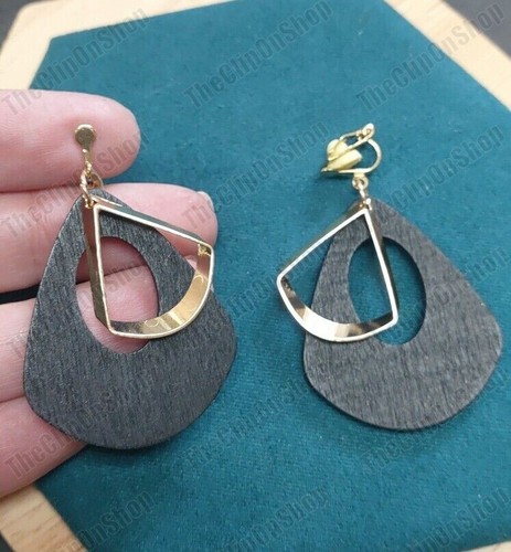 Clip retro wood black - retro, black/gold