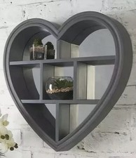 Grey Heart Mirror Shelf