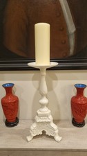 Huge Cream Laura Ashley Tripod Pillar Candlestick Candle Holder 40cm/16in Tall
