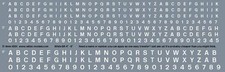 Numeric/alphabet sheet: white