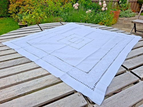 Vintage square white linen - white,