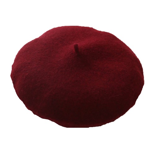 Wool blend beret plain ladies - wool,