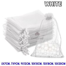 WHITE Organza Gift Bags Wedding Party Favour Xmas Jewellery Candy Pouches