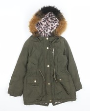 Tu Girls Green Faux Fur Hooded