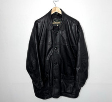 Trekway Leather Jacket Button Up Over Coat Long Size XXL Vintage 80’s 90’s